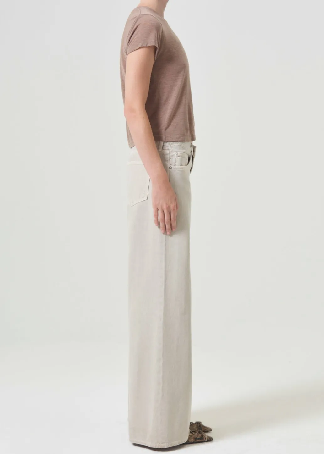 AGOLDE Adine Shrunken Tee In Chai Heather Store