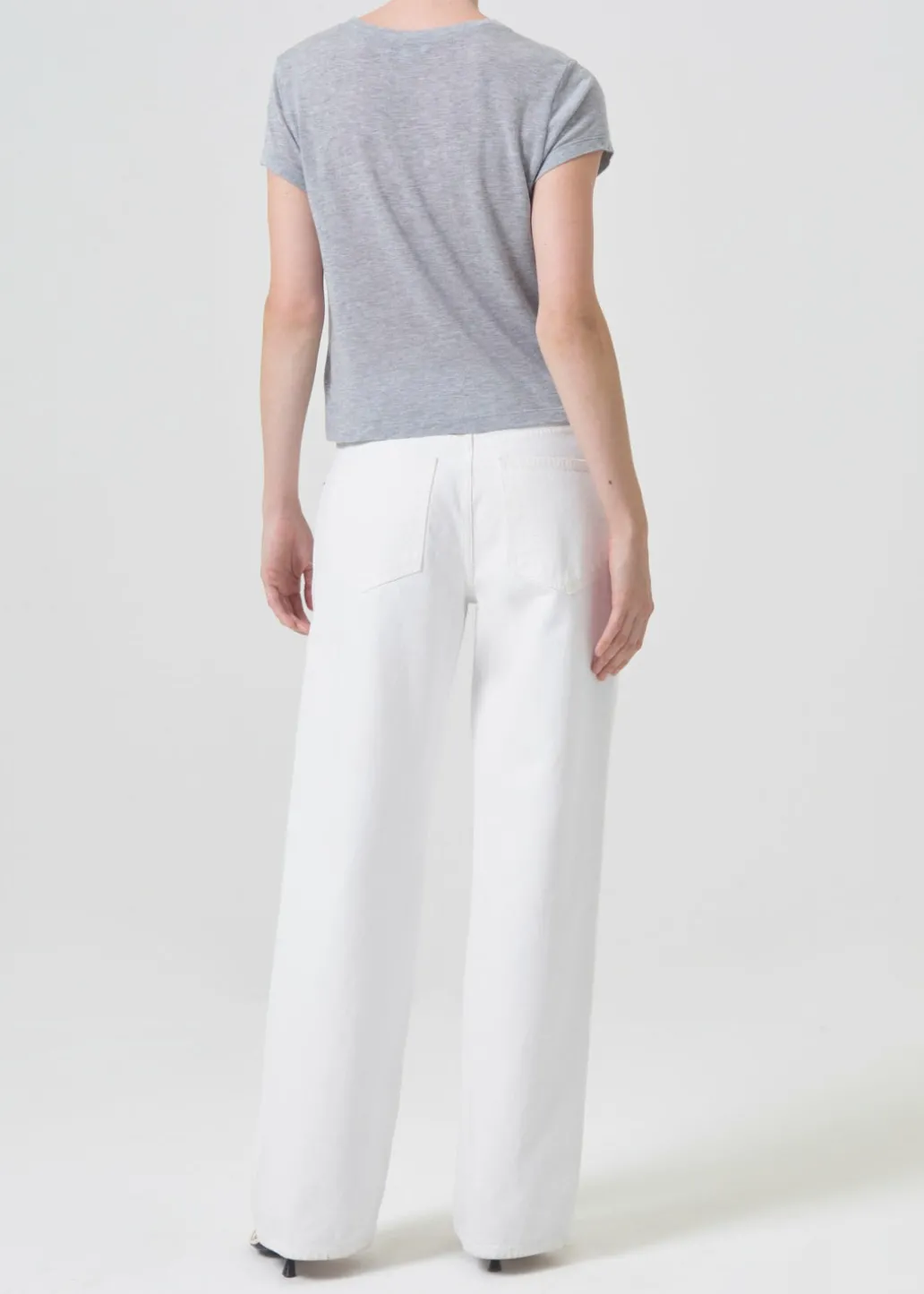 AGOLDE Adine Shrunken Tee In Grey Heather Online