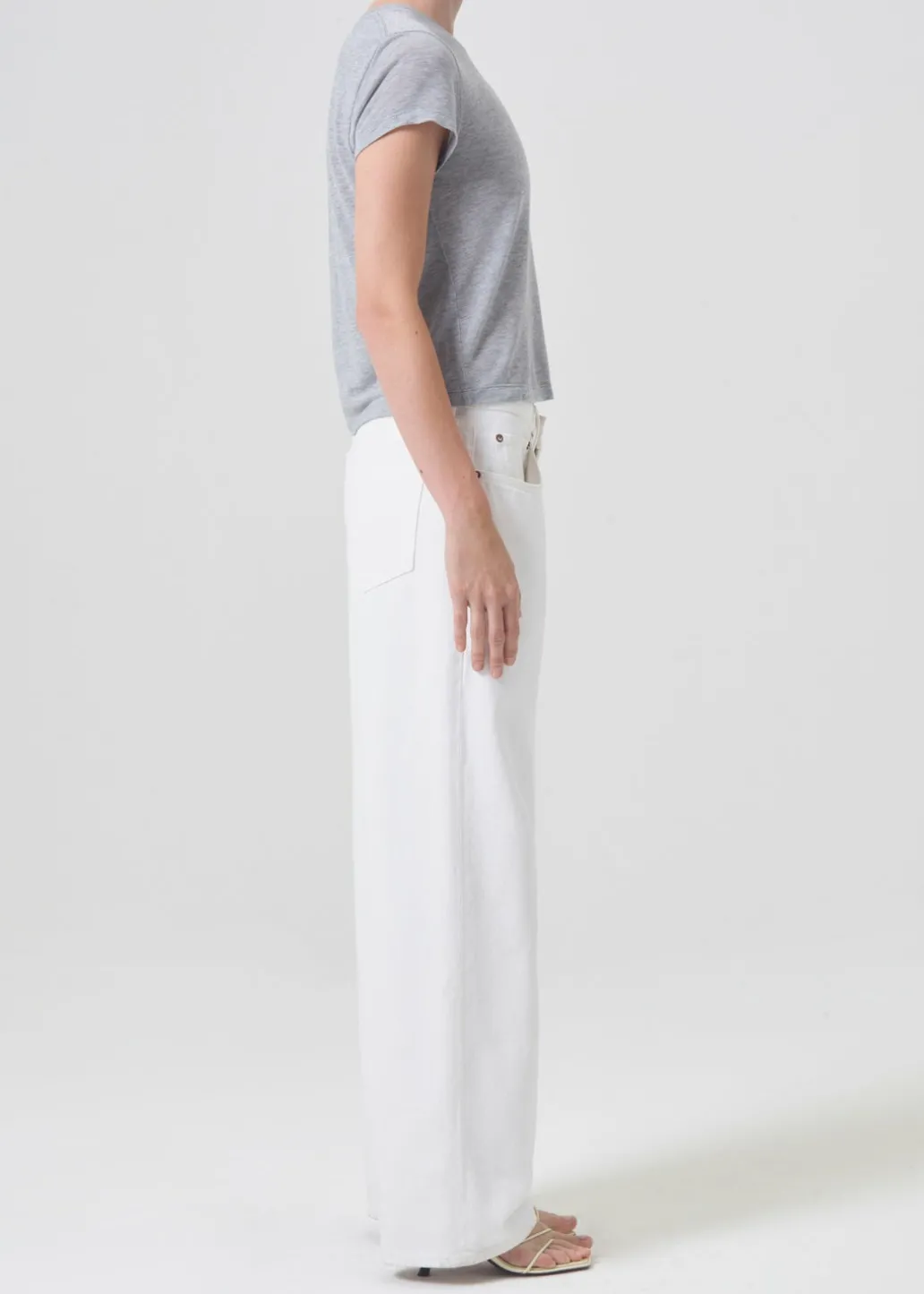 AGOLDE Adine Shrunken Tee In Grey Heather Online