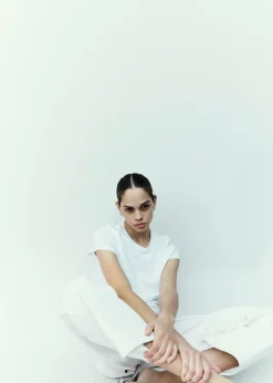 AGOLDE Adine Shrunken Tee In White Clearance