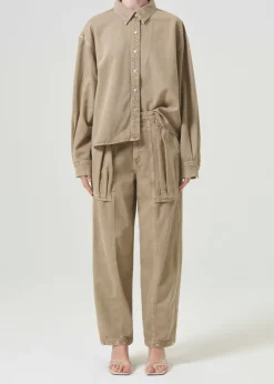 AGOLDE Aiden High Low Shirt In Root Beer Discount