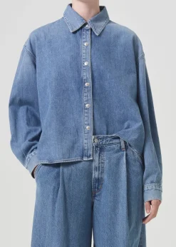 AGOLDE Aiden High Low Shirt In Shout Sale