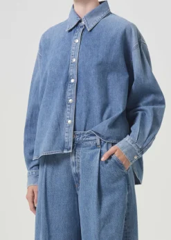 AGOLDE Aiden High Low Shirt In Shout Sale