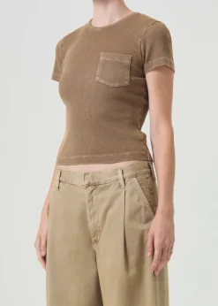 AGOLDE Arlo Rib Pocket Tee In Bamboo Outlet