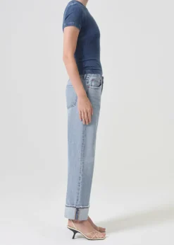 AGOLDE Arlo Rib Pocket Tee In Indigo Clearance