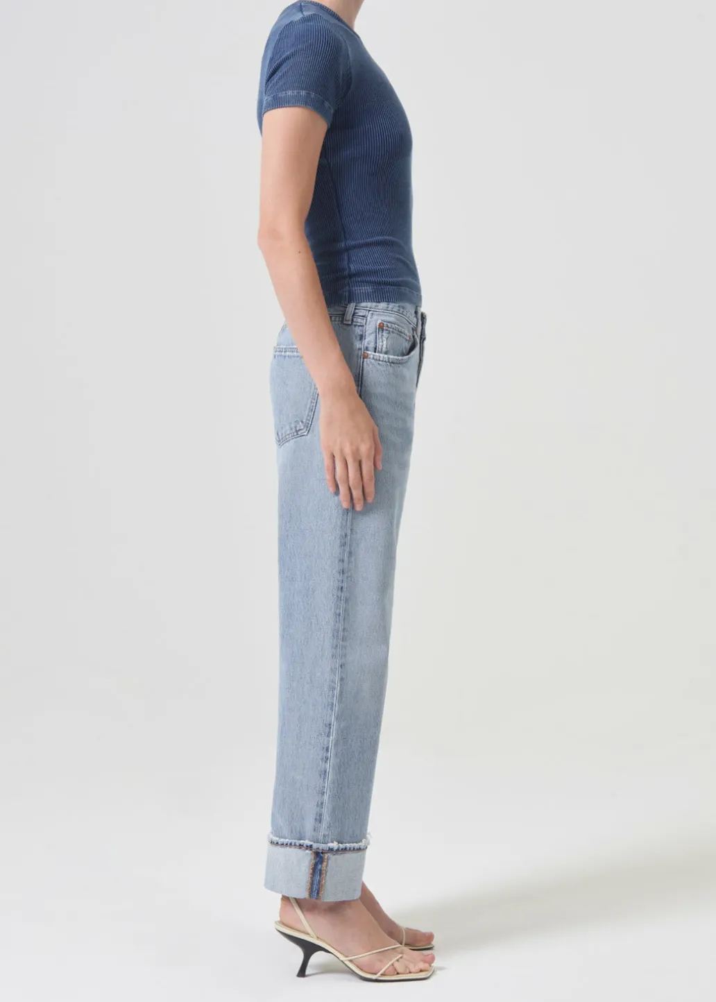 AGOLDE Arlo Rib Pocket Tee In Indigo Clearance
