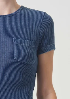 AGOLDE Arlo Rib Pocket Tee In Indigo Clearance