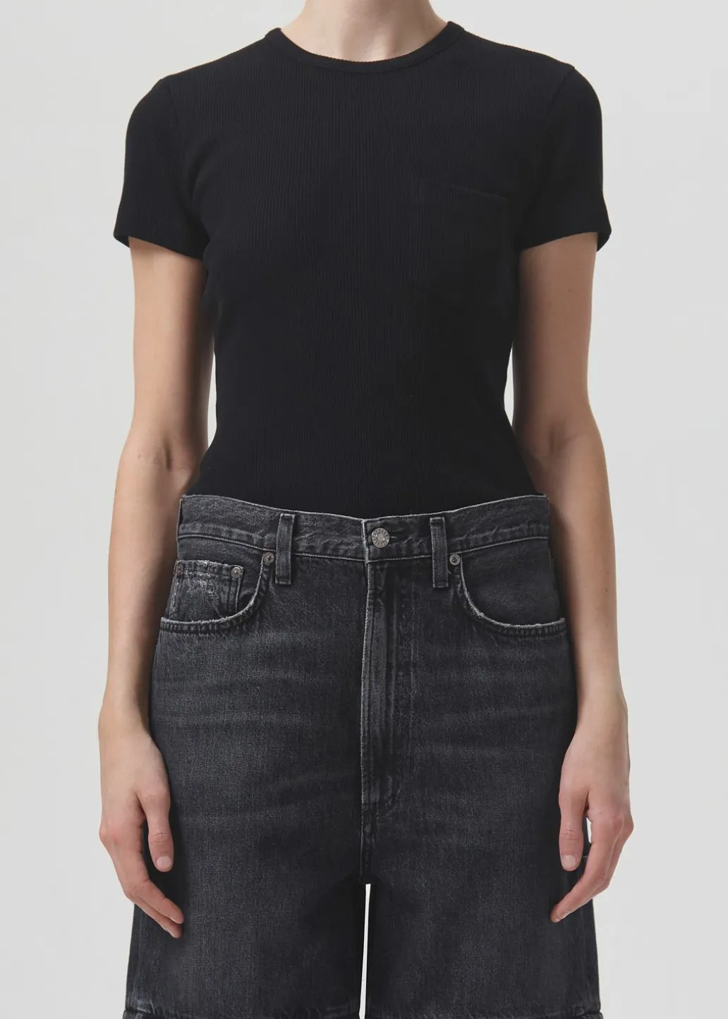 AGOLDE Arlo Rib Tee In Black Best