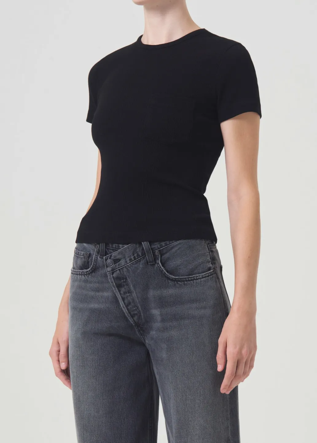 AGOLDE Arlo Rib Tee In Black Best