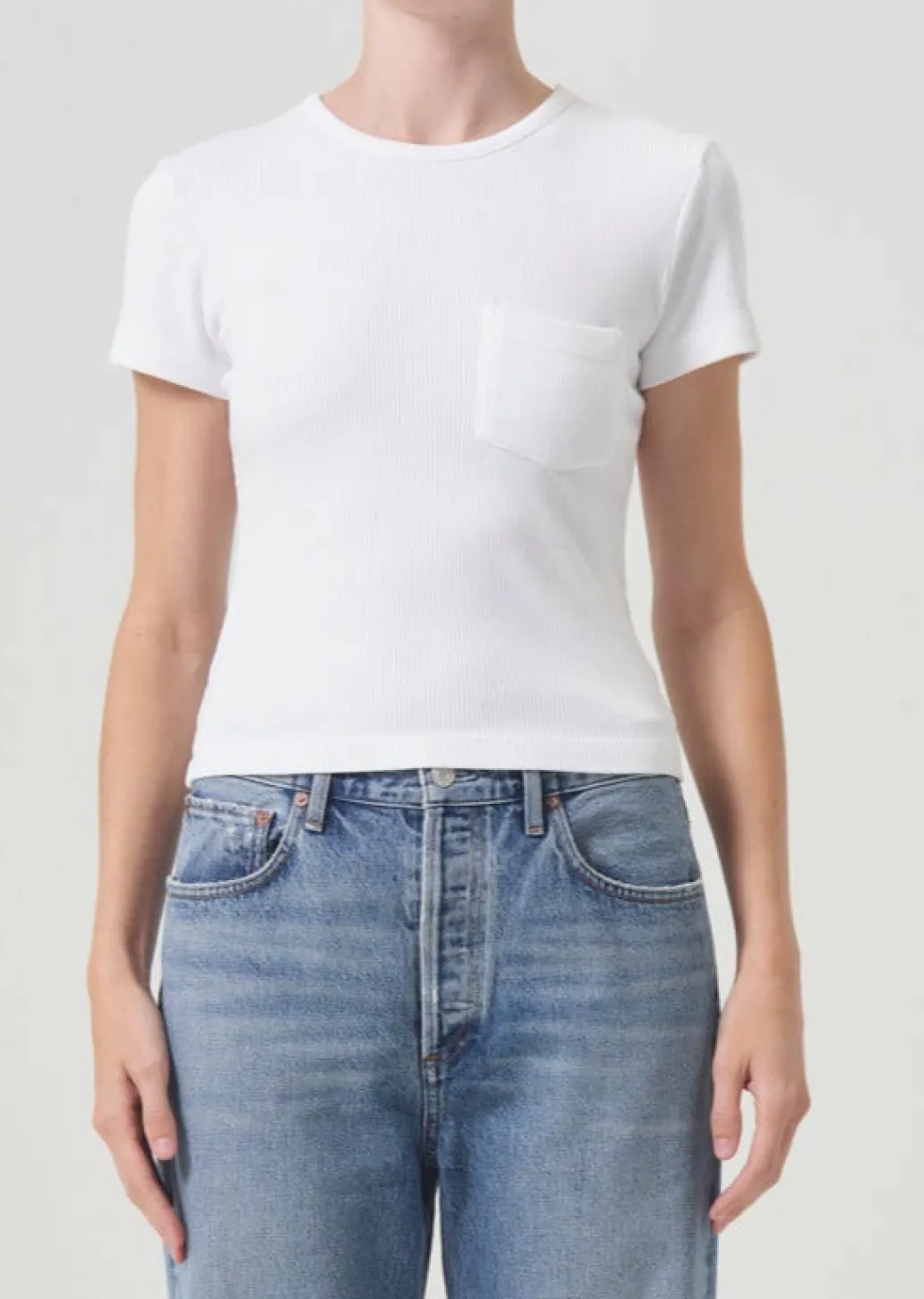AGOLDE Arlo Rib Tee In White Store
