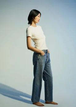 AGOLDE Arlo Rib Tee In White Store