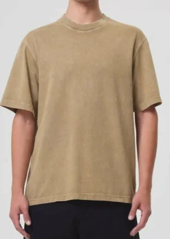 AGOLDE Asha Mock Neck Tee In Wheat Store