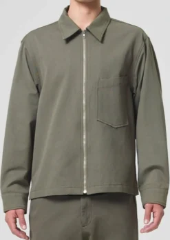 AGOLDE Atlas Zip Shirt In Moss Discount