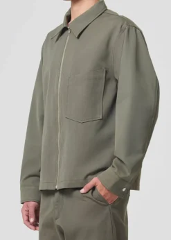 AGOLDE Atlas Zip Shirt In Moss Discount