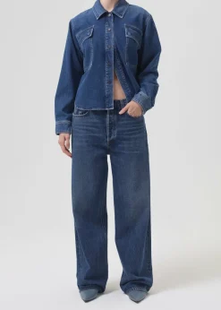 AGOLDE Beck Shirt Jacket In Believe Hot