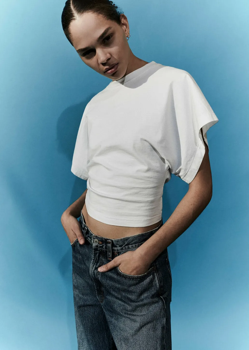 AGOLDE Britt Tee In White Cheap