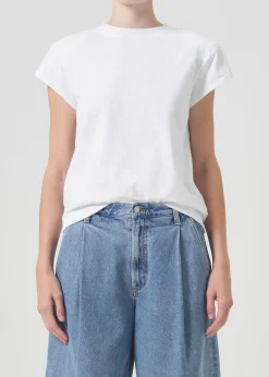 AGOLDE Bryce Shoulder Pad Tee In White Best Sale