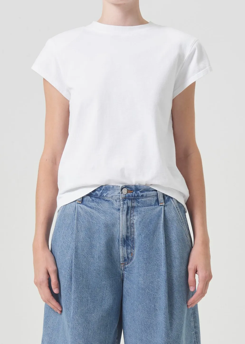 AGOLDE Bryce Shoulder Pad Tee In White Best Sale