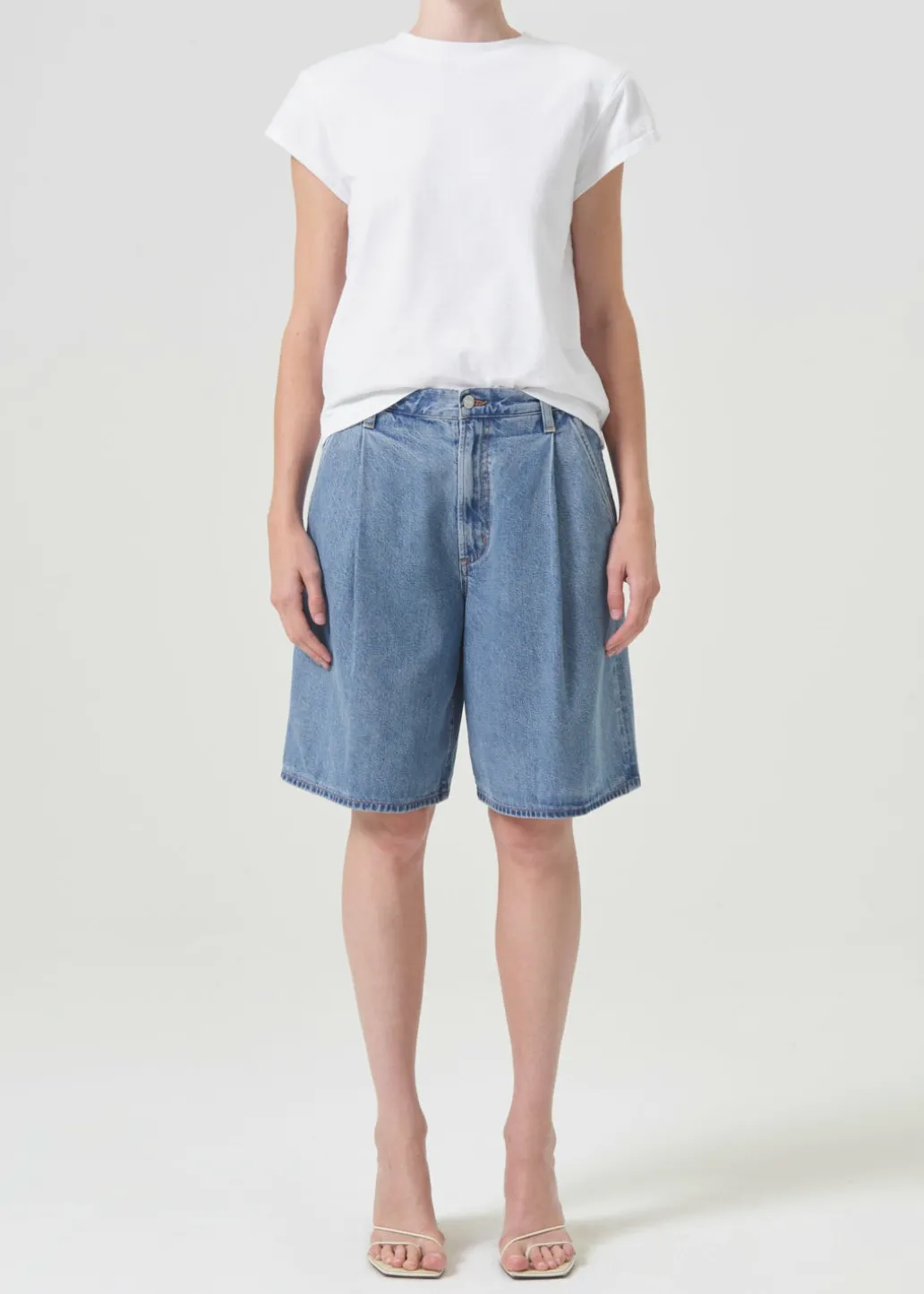AGOLDE Bryce Shoulder Pad Tee In White Best Sale