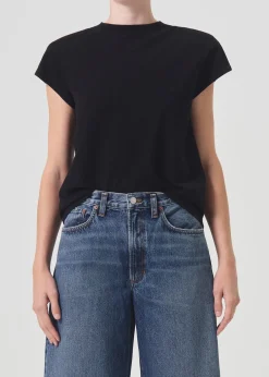 AGOLDE Bryce Shoulder Pad Tee In Black Sale