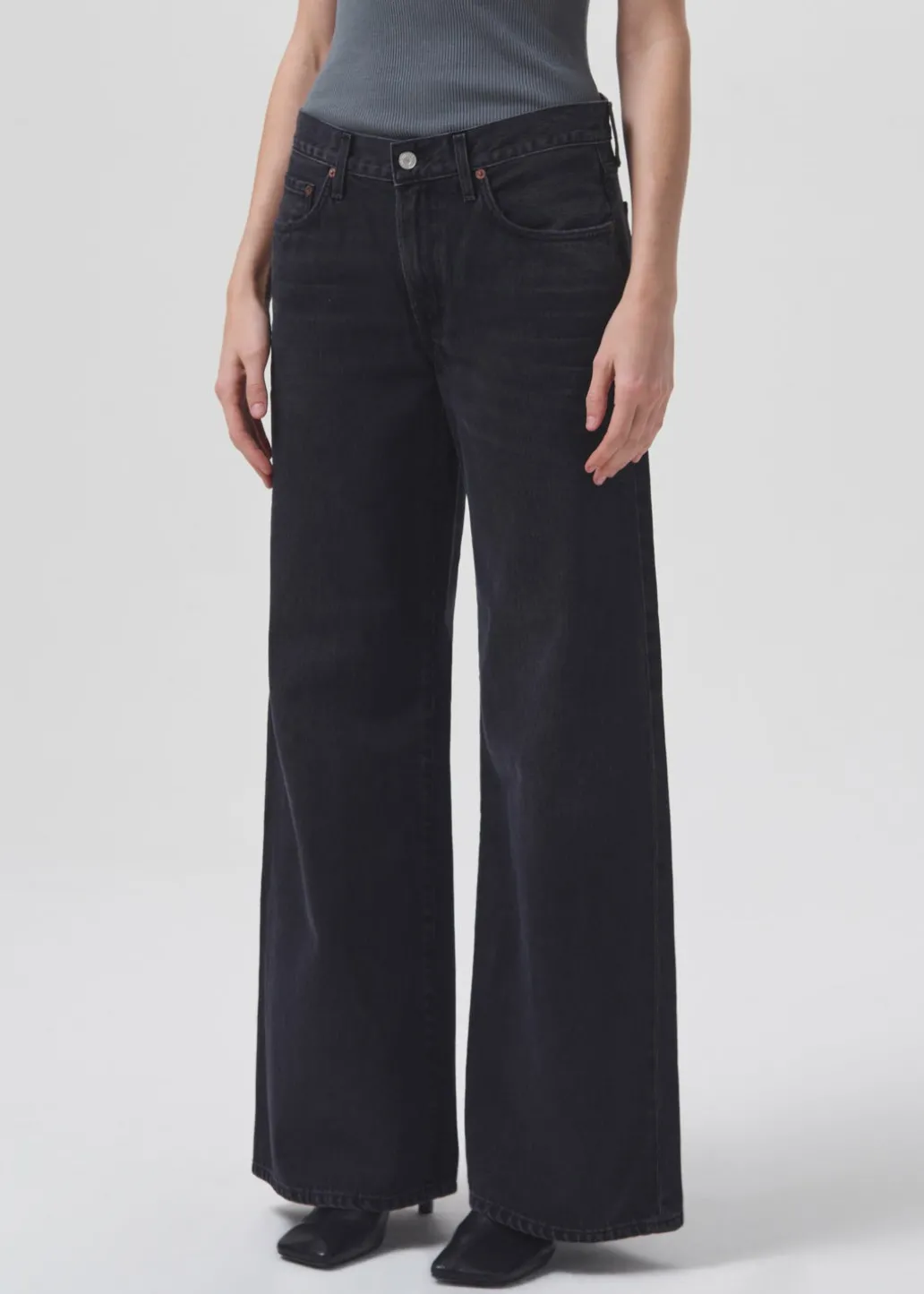 AGOLDE Clara Low Rise Baggy Flare In Mascara Shop