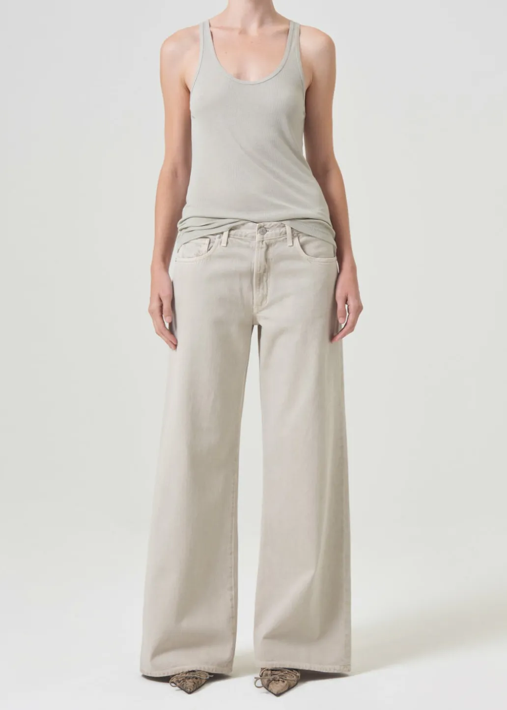 AGOLDE Clara Low Rise Baggy Flare In Tusk Fashion
