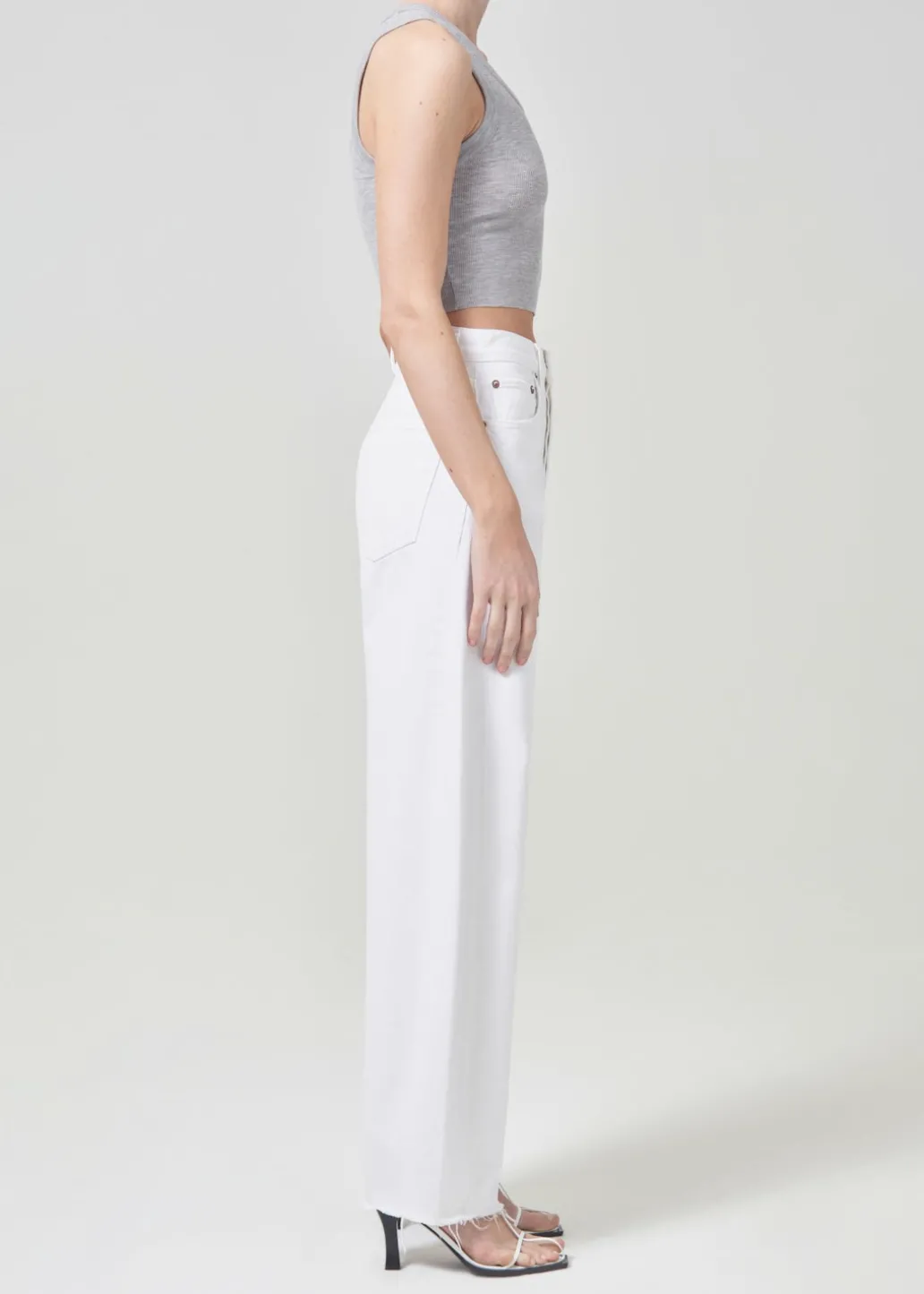 AGOLDE Cropped Poppy Scoop Neck Tank In Grey Heather Clearance