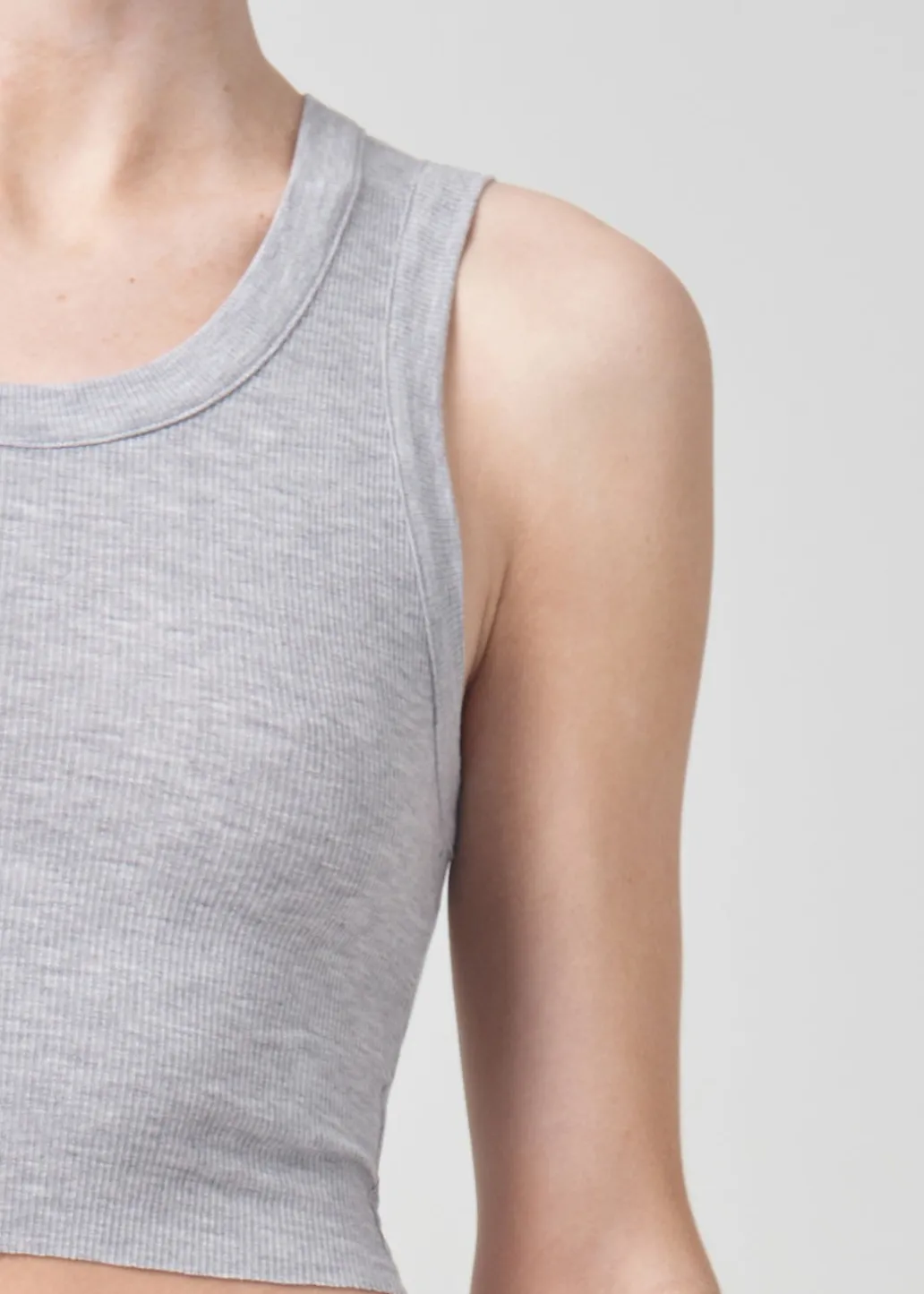 AGOLDE Cropped Poppy Scoop Neck Tank In Grey Heather Clearance