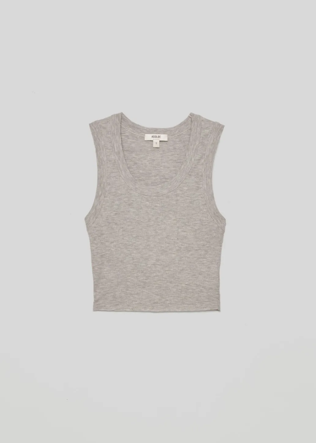 AGOLDE Cropped Poppy Scoop Neck Tank In Grey Heather Clearance