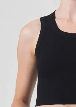 AGOLDE Cropped Poppy Tank In Black Hot