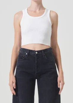 AGOLDE Cropped Poppy Tank In White Outlet