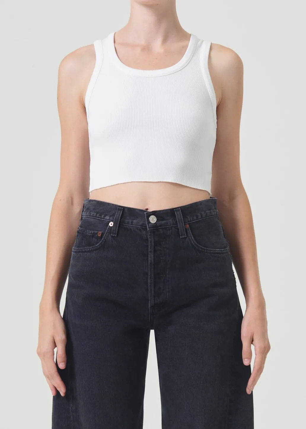 AGOLDE Cropped Poppy Tank In White Outlet