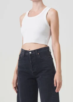 AGOLDE Cropped Poppy Tank In White Outlet