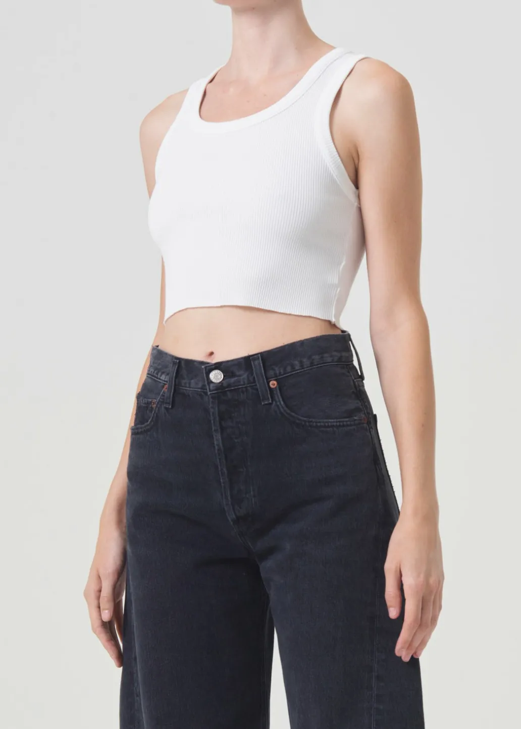 AGOLDE Cropped Poppy Tank In White Outlet
