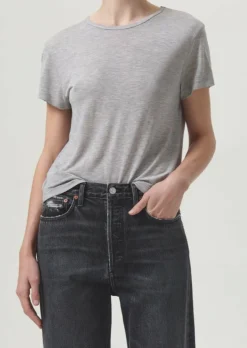 AGOLDE Drew Tee In Grey Heather Hot