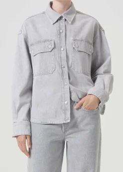 AGOLDE Gwen Slice Shirt In Rain Cheap