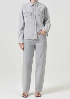 AGOLDE Gwen Slice Shirt In Rain Cheap