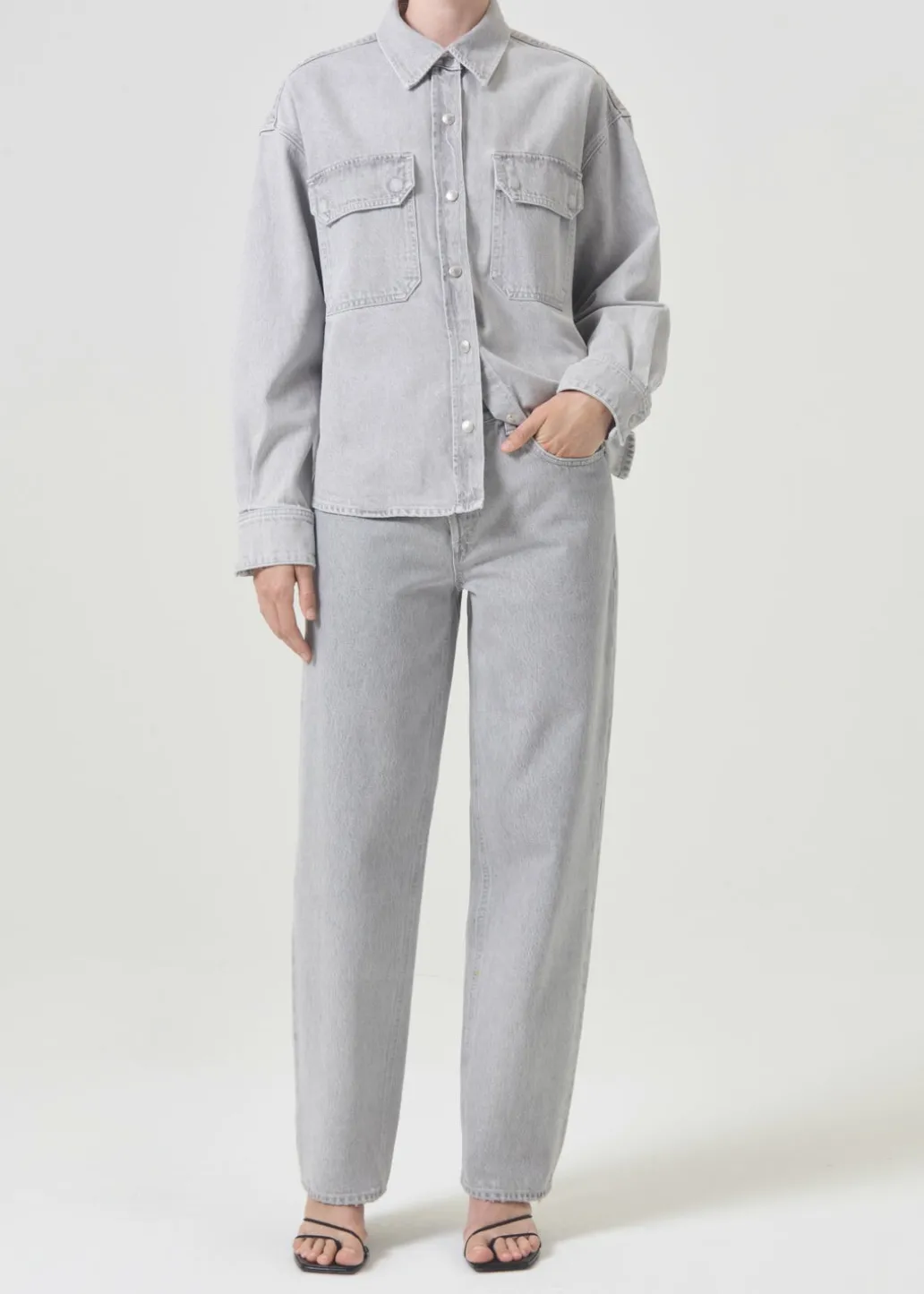 AGOLDE Gwen Slice Shirt In Rain Cheap