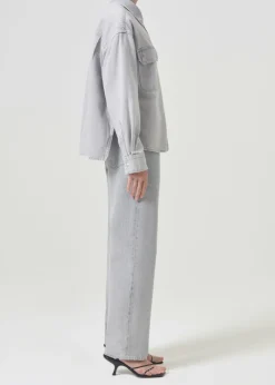 AGOLDE Gwen Slice Shirt In Rain Cheap