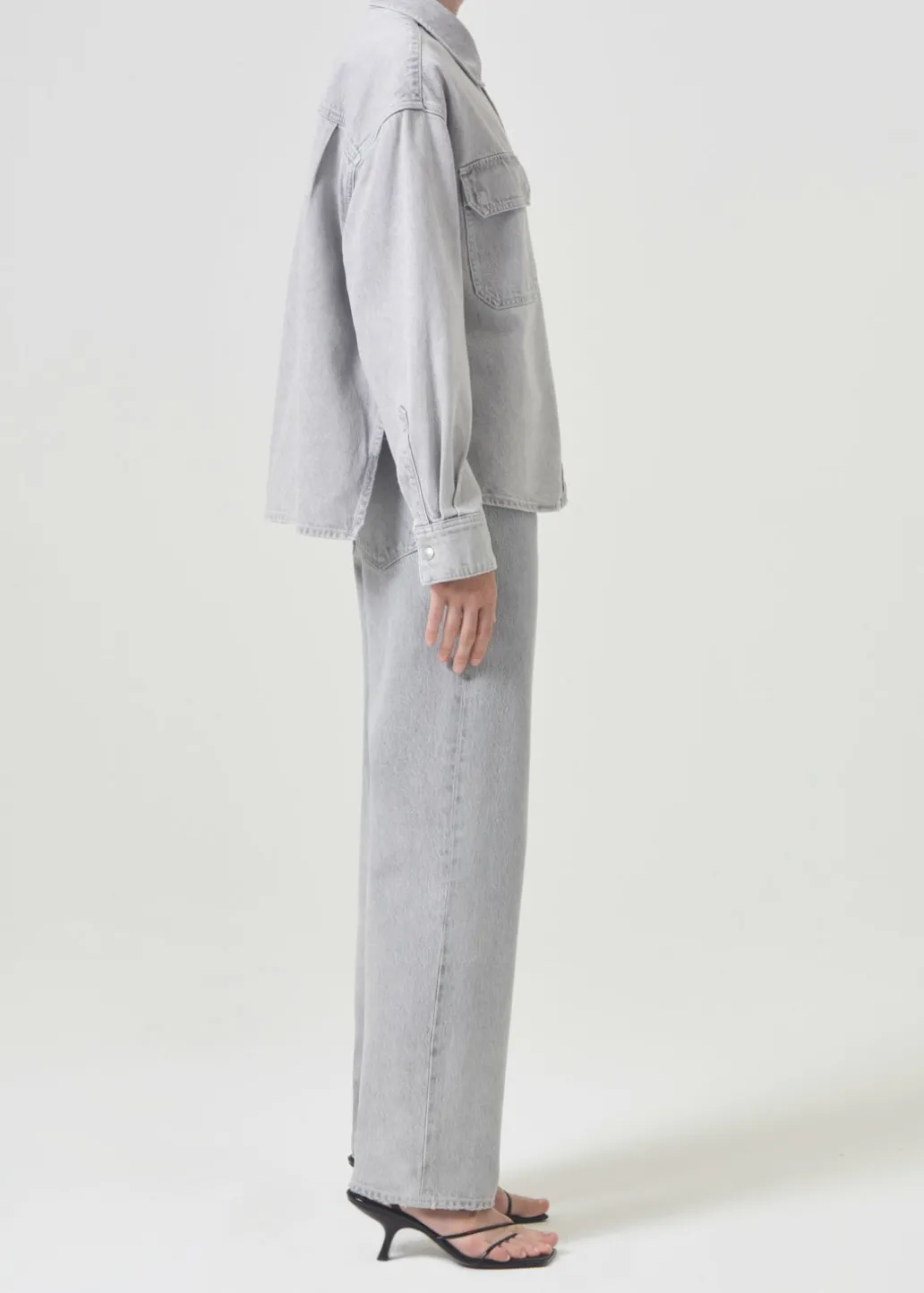 AGOLDE Gwen Slice Shirt In Rain Cheap