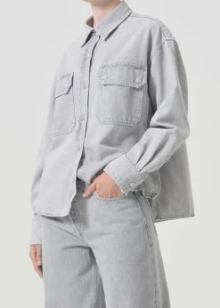 AGOLDE Gwen Slice Shirt In Rain Cheap