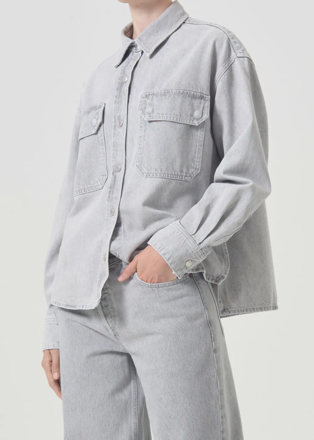 AGOLDE Gwen Slice Shirt In Rain Cheap