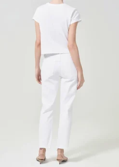 AGOLDE Kye Mid Rise Straight Crop (Stretch) In Sour Cream Cheap
