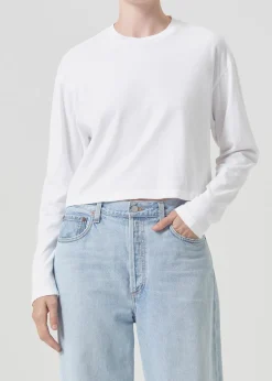 AGOLDE Mason Crop Tee In White Hot