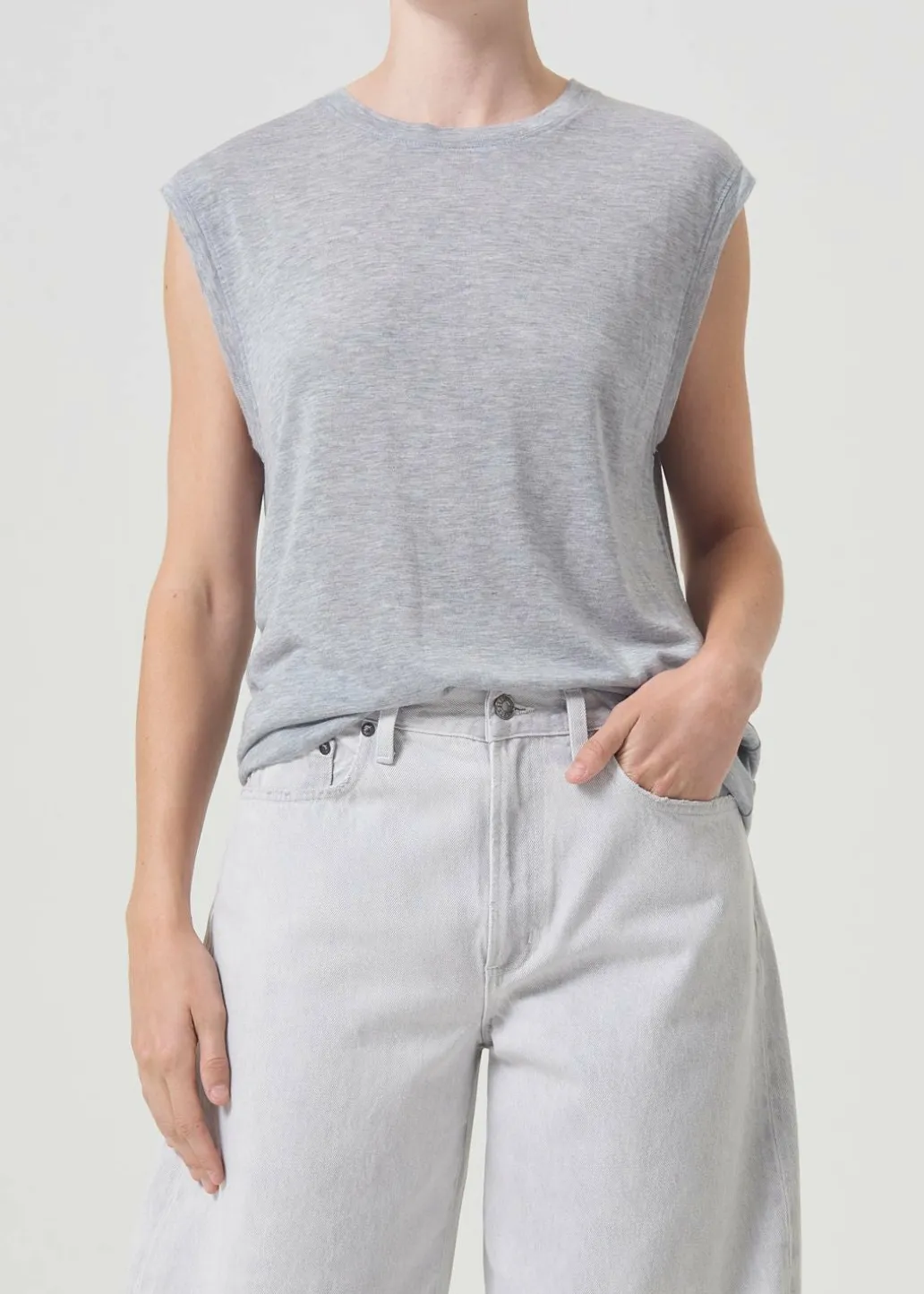 AGOLDE Raya Muscle Tee In Grey Heather New
