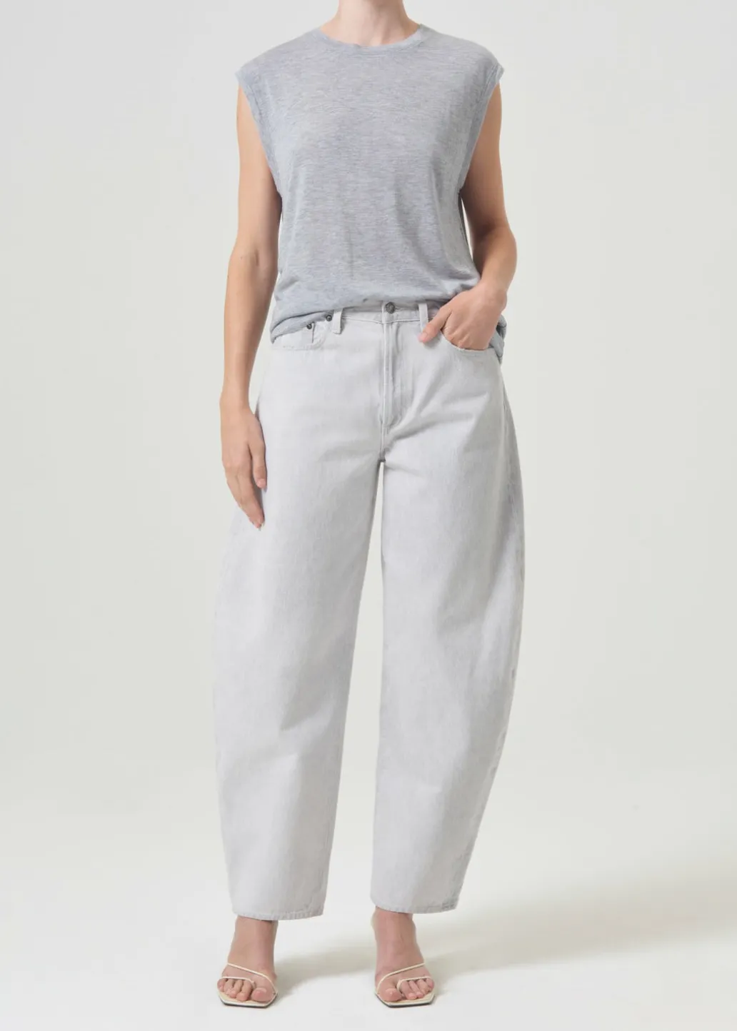 AGOLDE Raya Muscle Tee In Grey Heather New