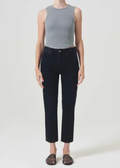 AGOLDE Riley High Rise Straight Crop In Crushed Clearance