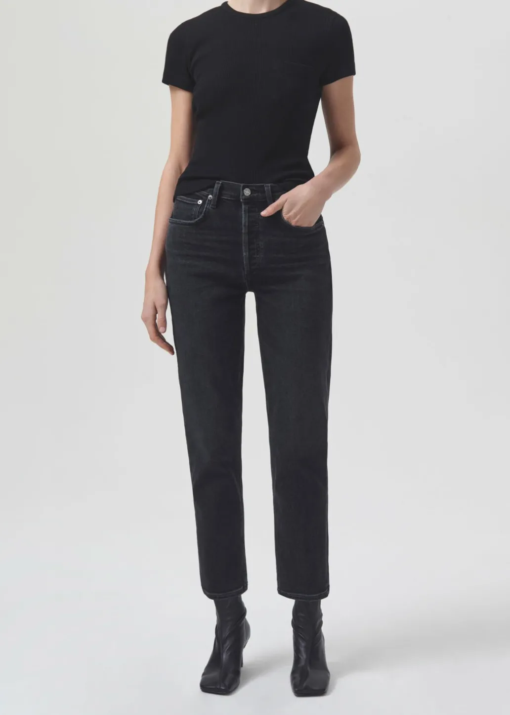 AGOLDE Riley High Rise Straight Crop (Stretch) In Panoramic New