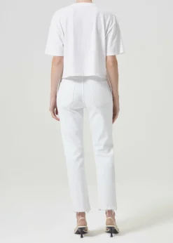 AGOLDE Riley High Rise Straight Crop (Stretch) In Sour Cream Best Sale
