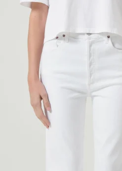AGOLDE Riley High Rise Straight Crop (Stretch) In Sour Cream Best Sale